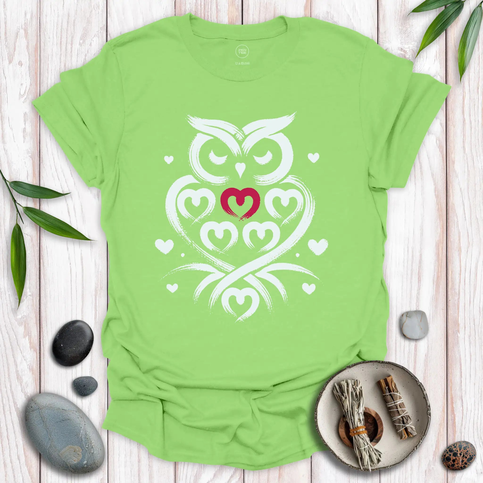 Owl Spirit Red Heart T-Shirt