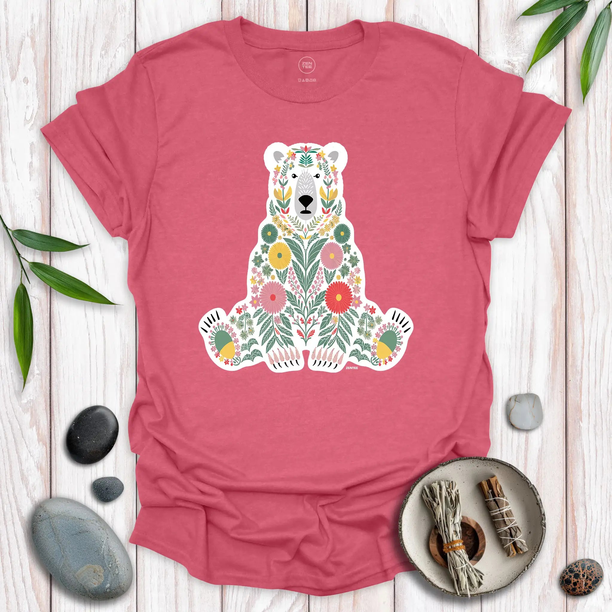 Polar Bear N Flowers T-Shirt
