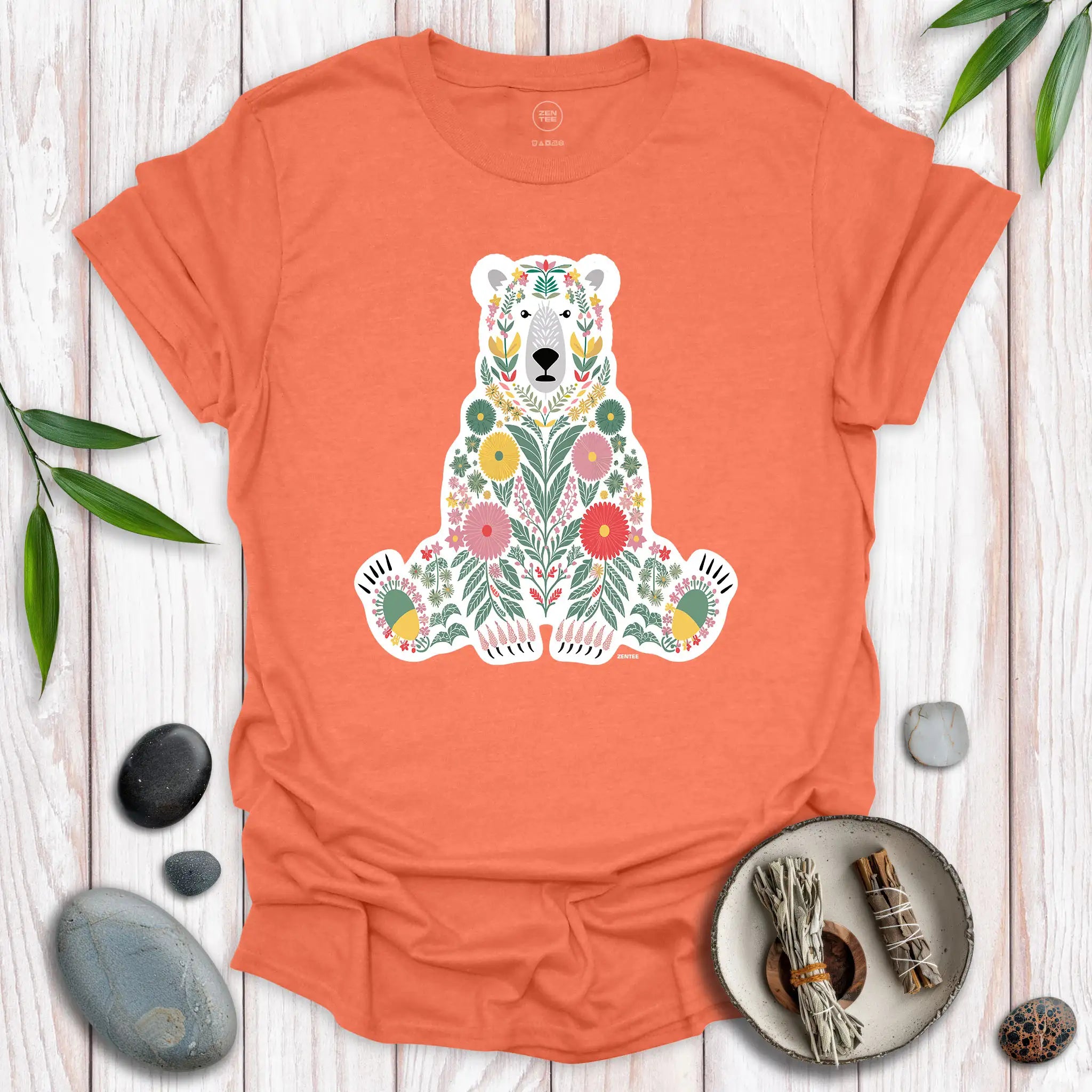Polar Bear N Flowers T-Shirt