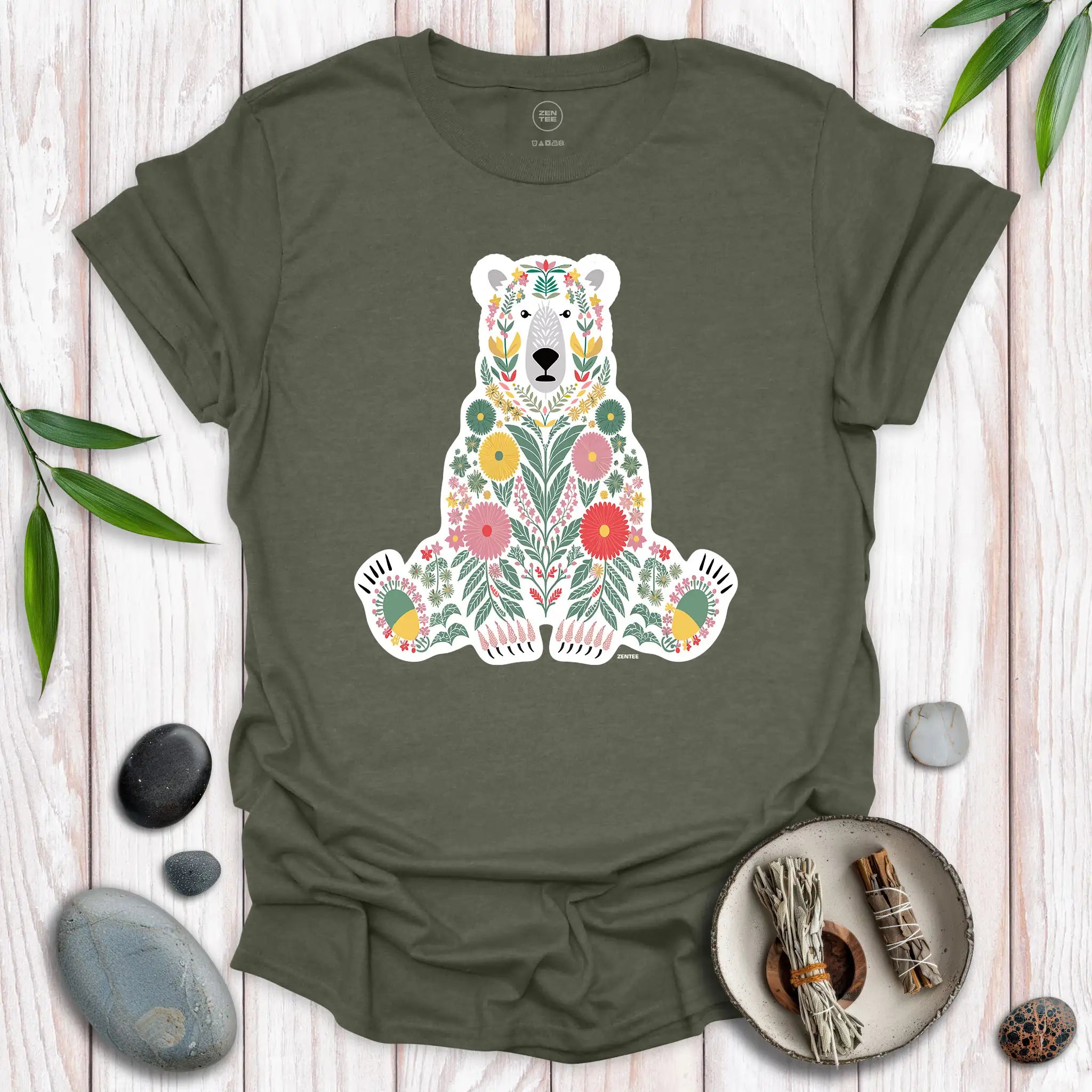 Polar Bear N Flowers T-Shirt
