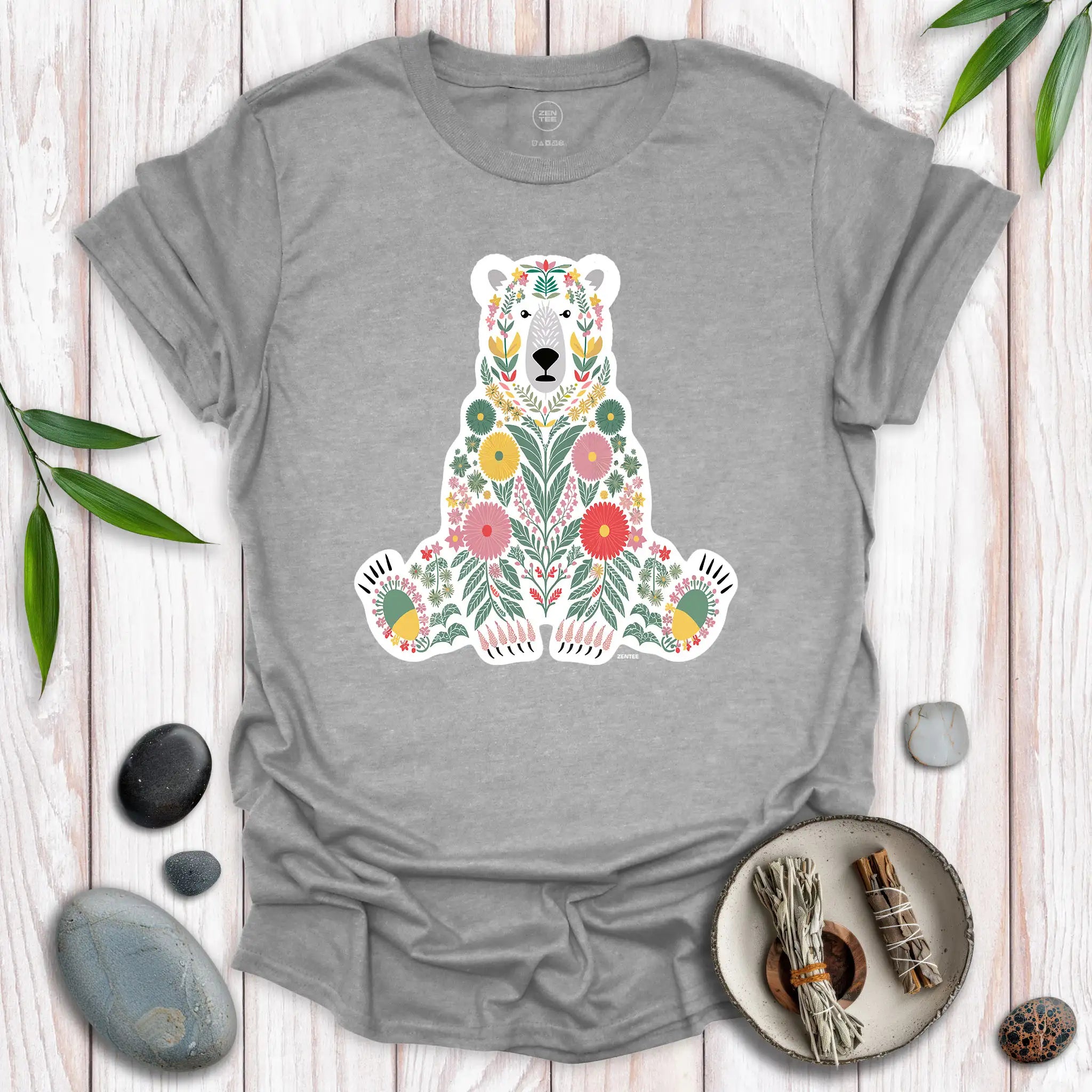 Polar Bear N Flowers T-Shirt