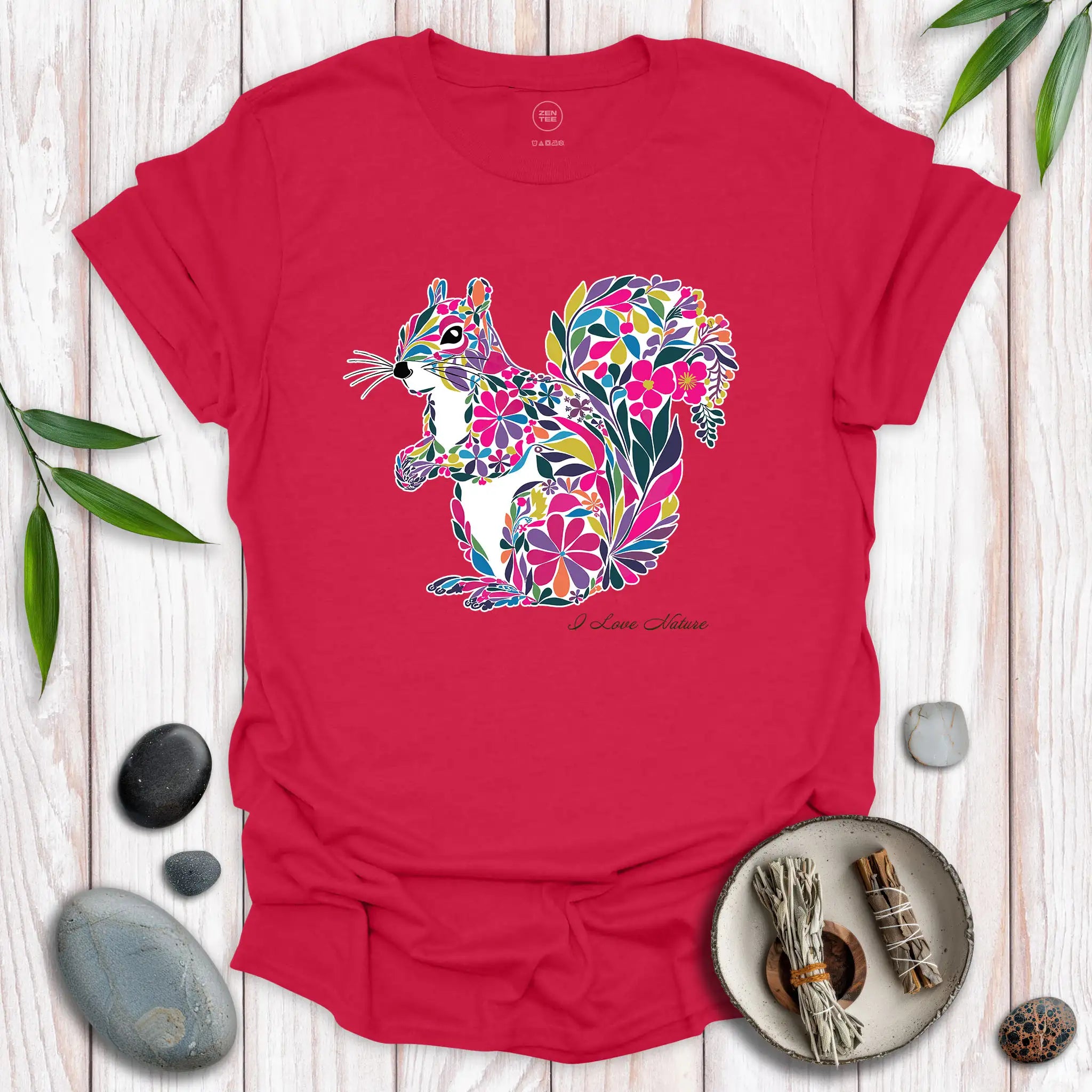 Squirrel Spirit Flowers T-Shirt