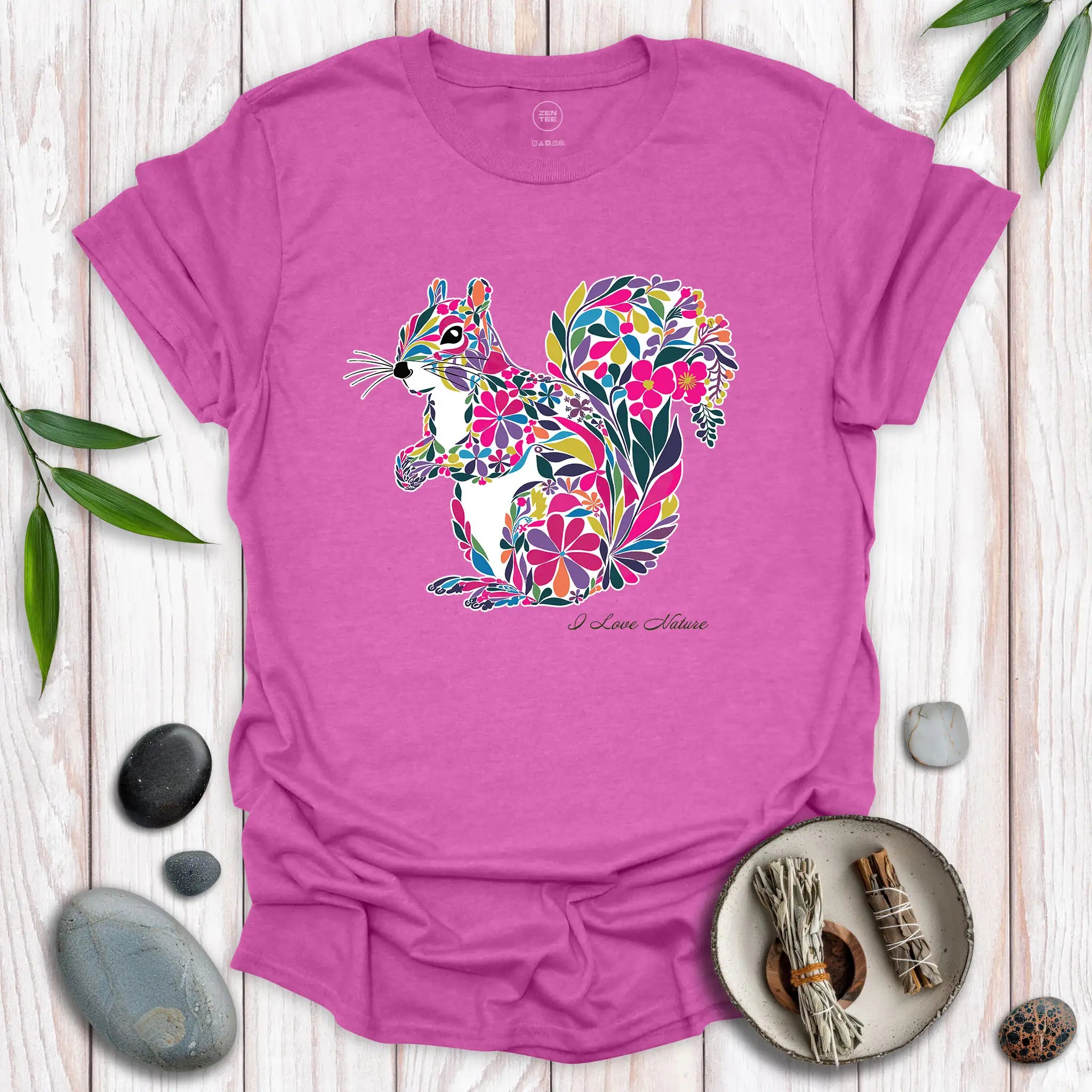 Squirrel Spirit Flowers T-Shirt