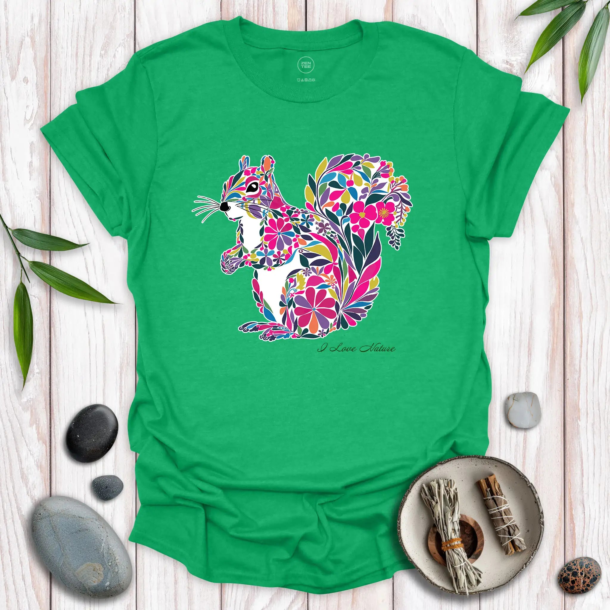Squirrel Spirit Flowers T-Shirt