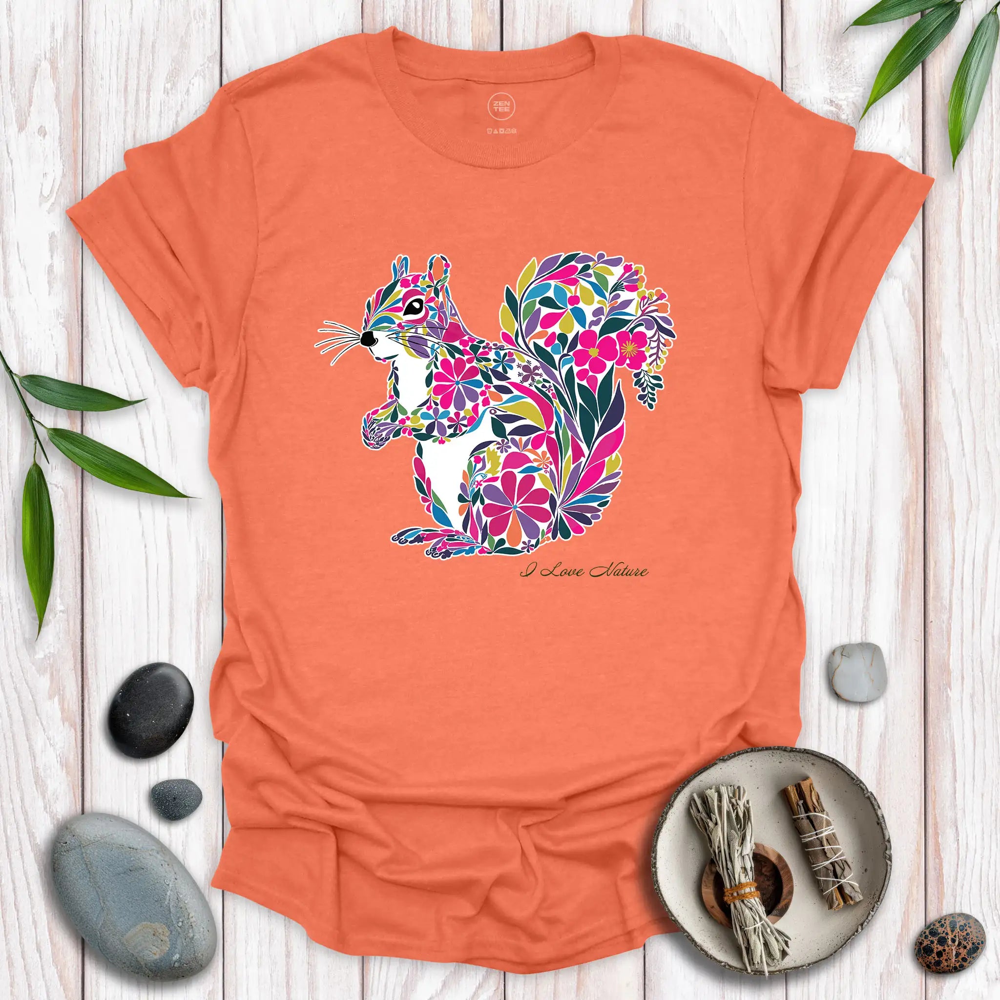 Squirrel Spirit Flowers T-Shirt