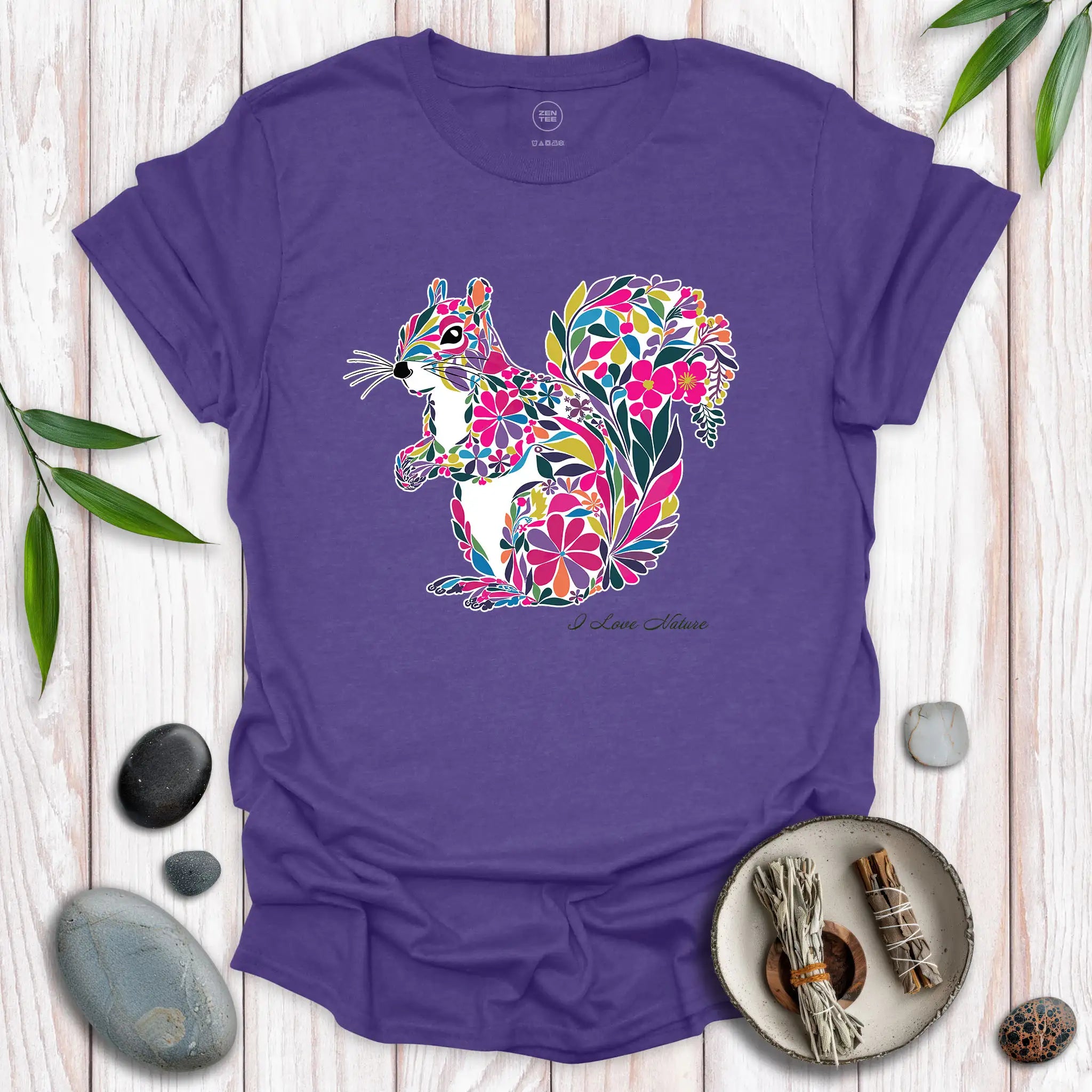 Squirrel Spirit Flowers T-Shirt