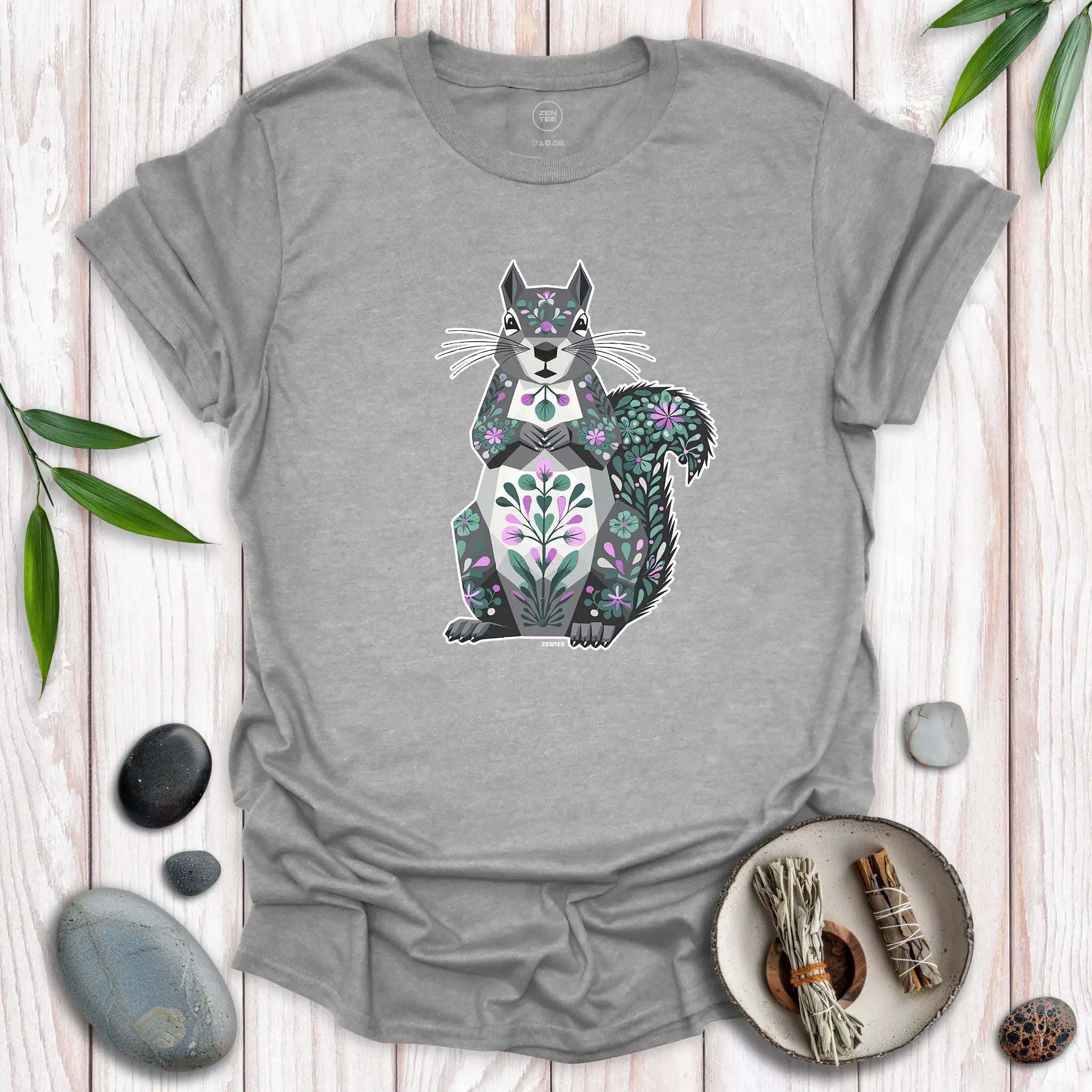 Sitting Grey Squirrel Spirit T-Shirt