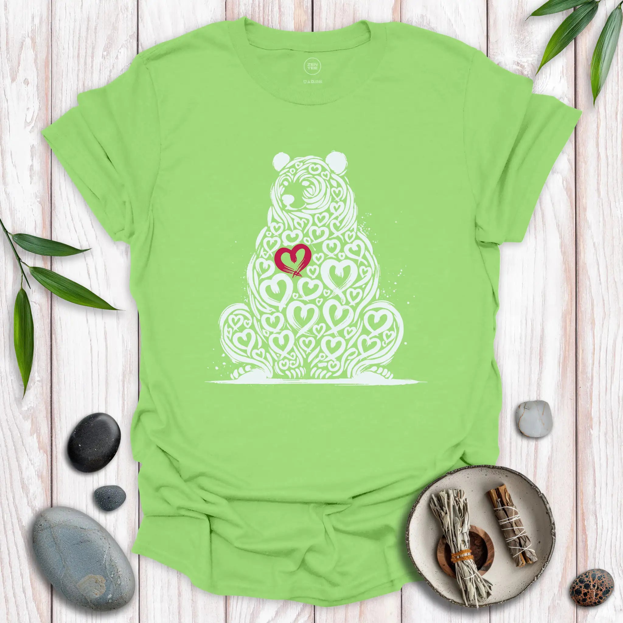 Bear Spirit Red Heart T-Shirt