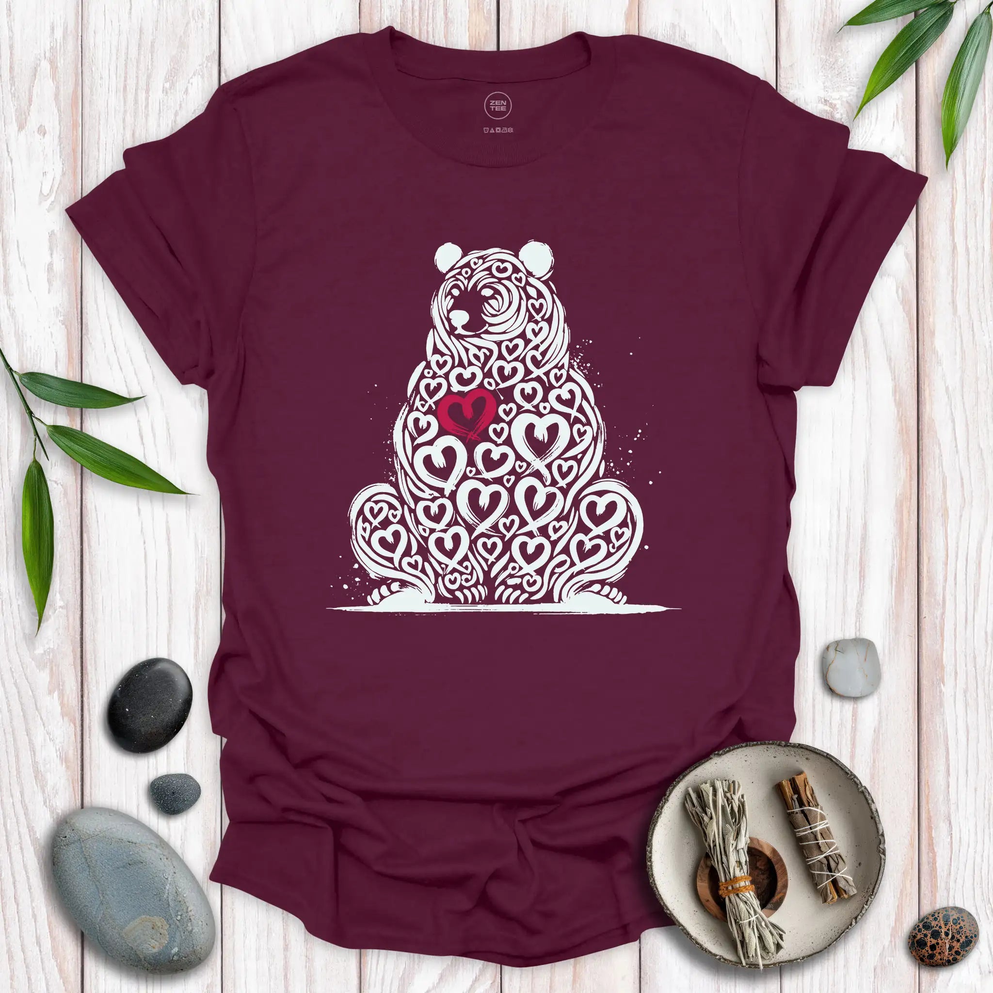 Bear Spirit Red Heart T-Shirt