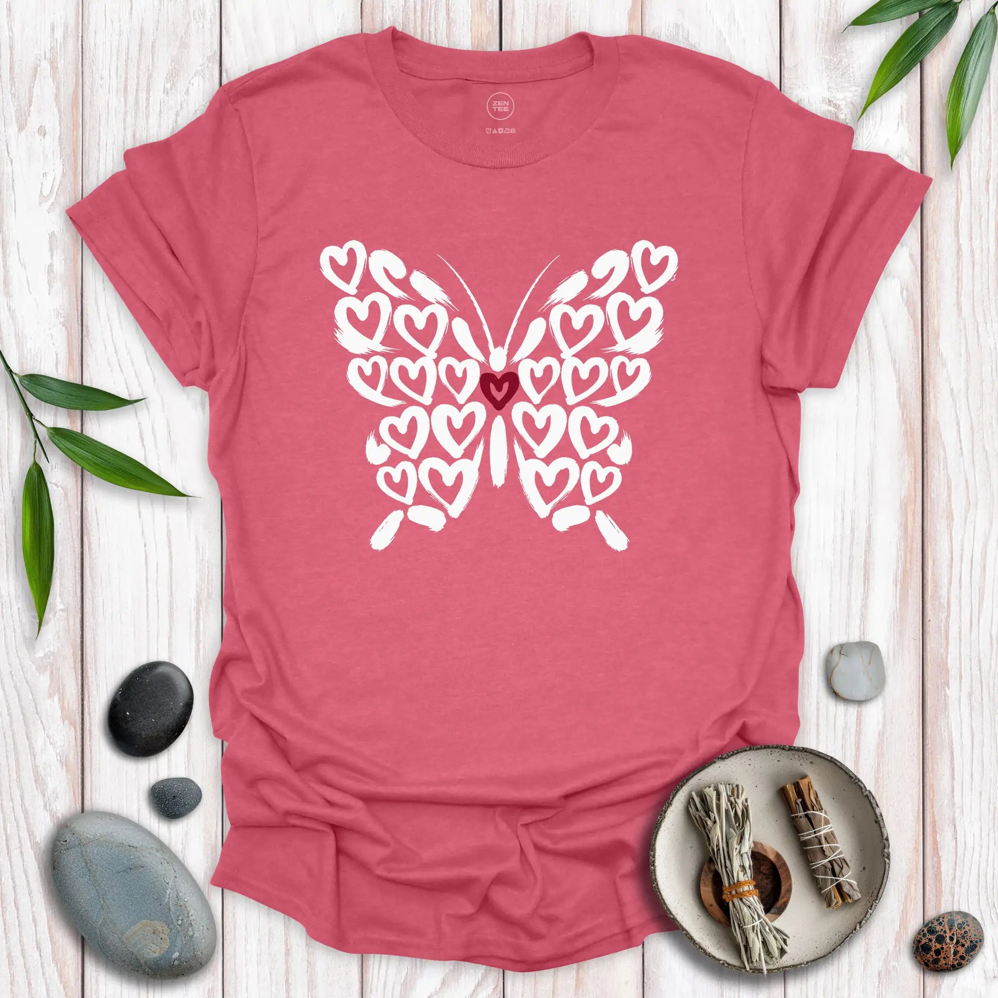 Butterfly Spirit Red Heart T-Shirt