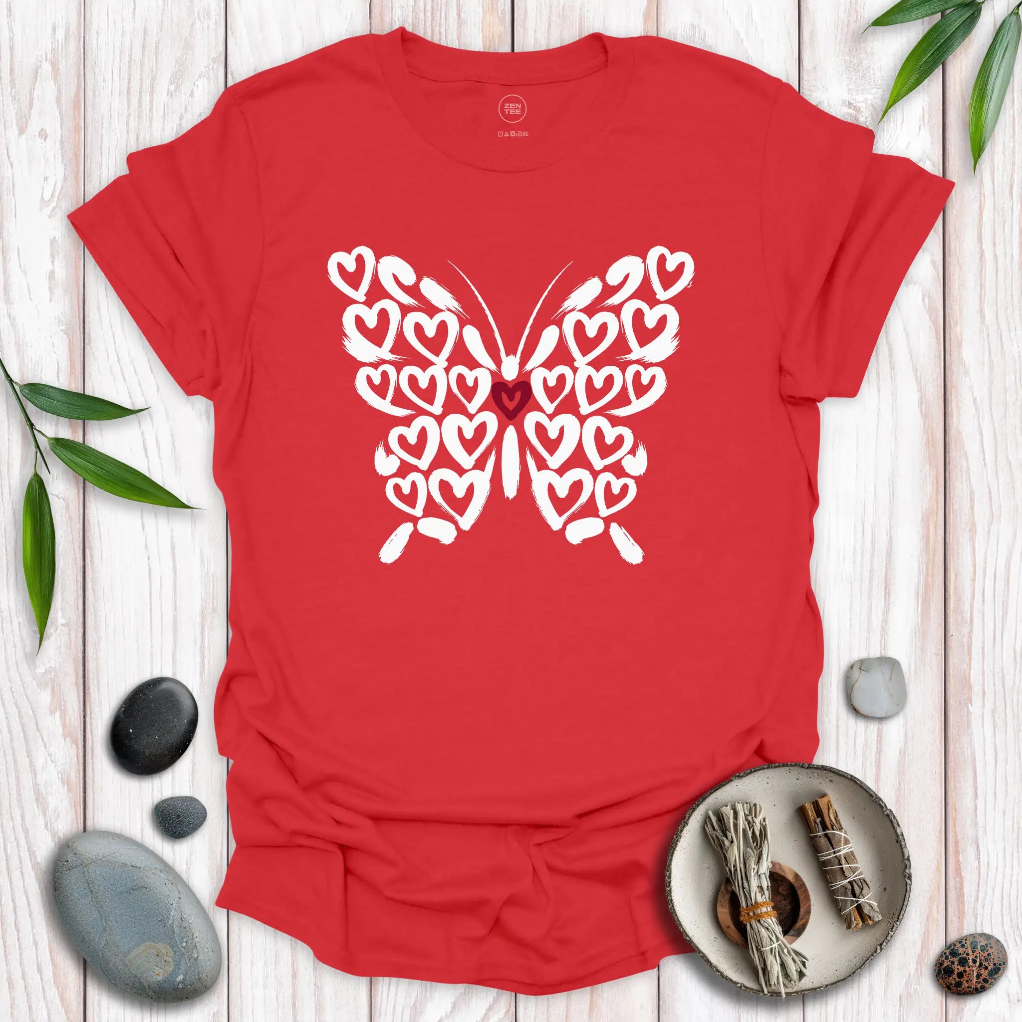 Butterfly Spirit Red Heart T-Shirt