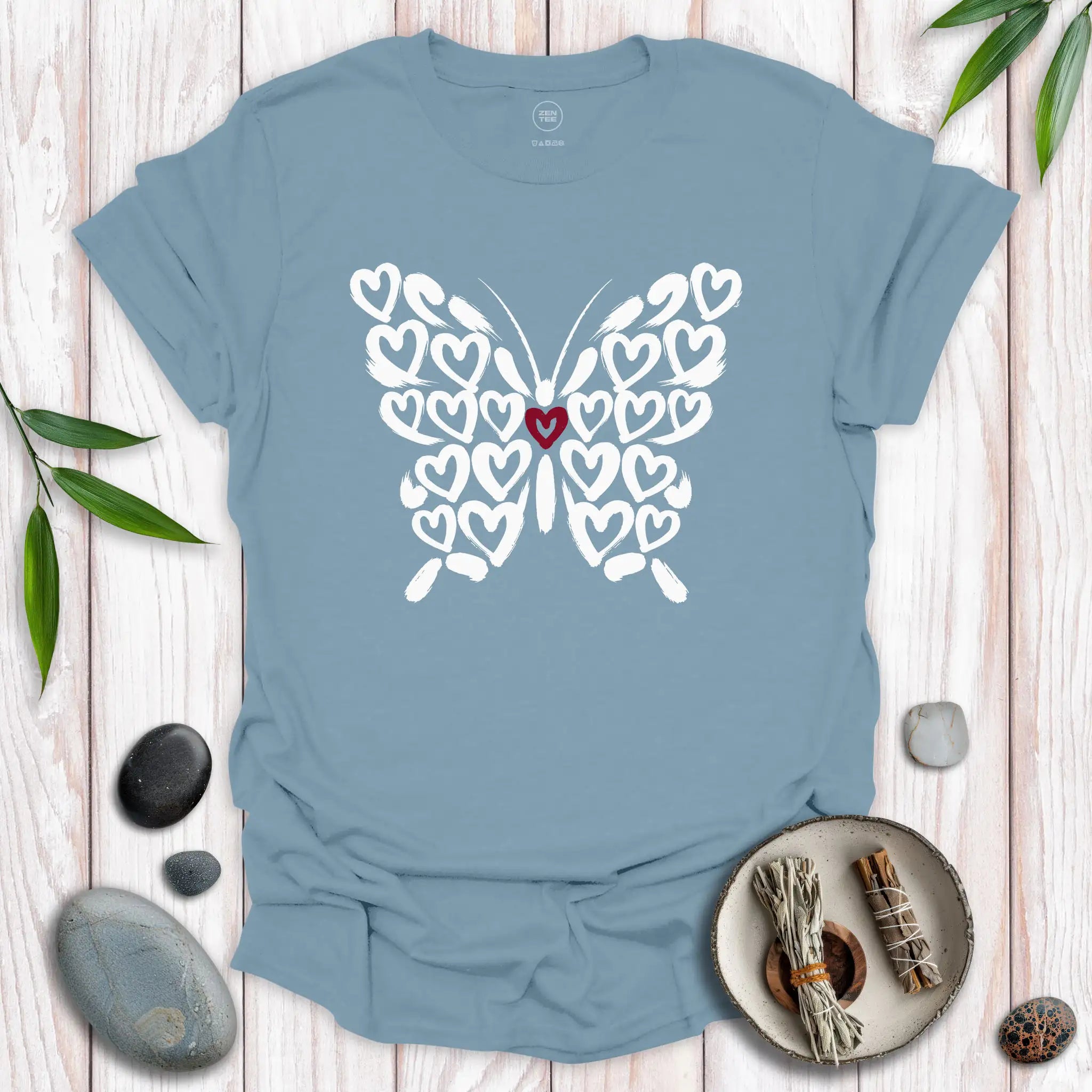 Butterfly Spirit Red Heart T-Shirt