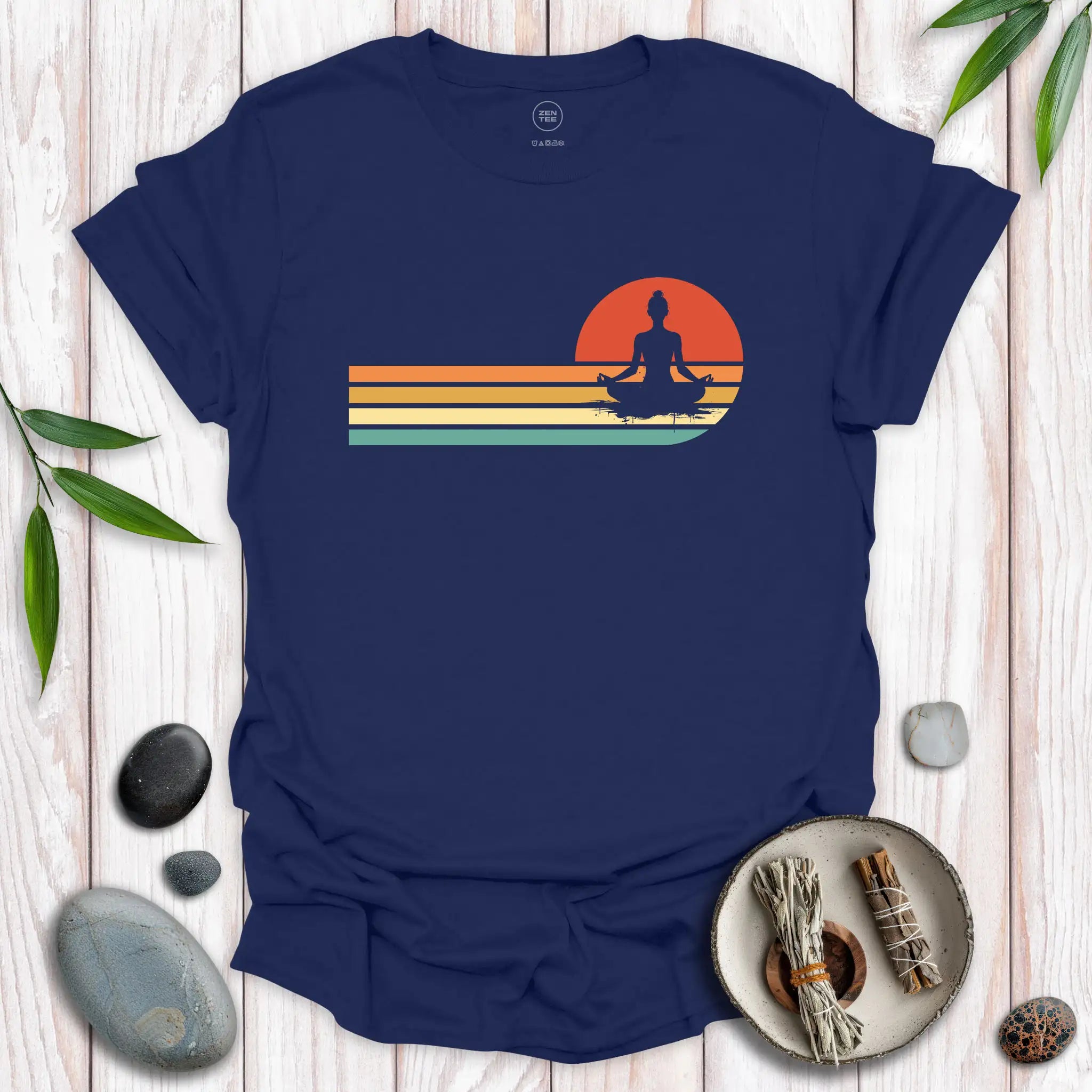 Lotus Position Retro Sunset T-Shirt