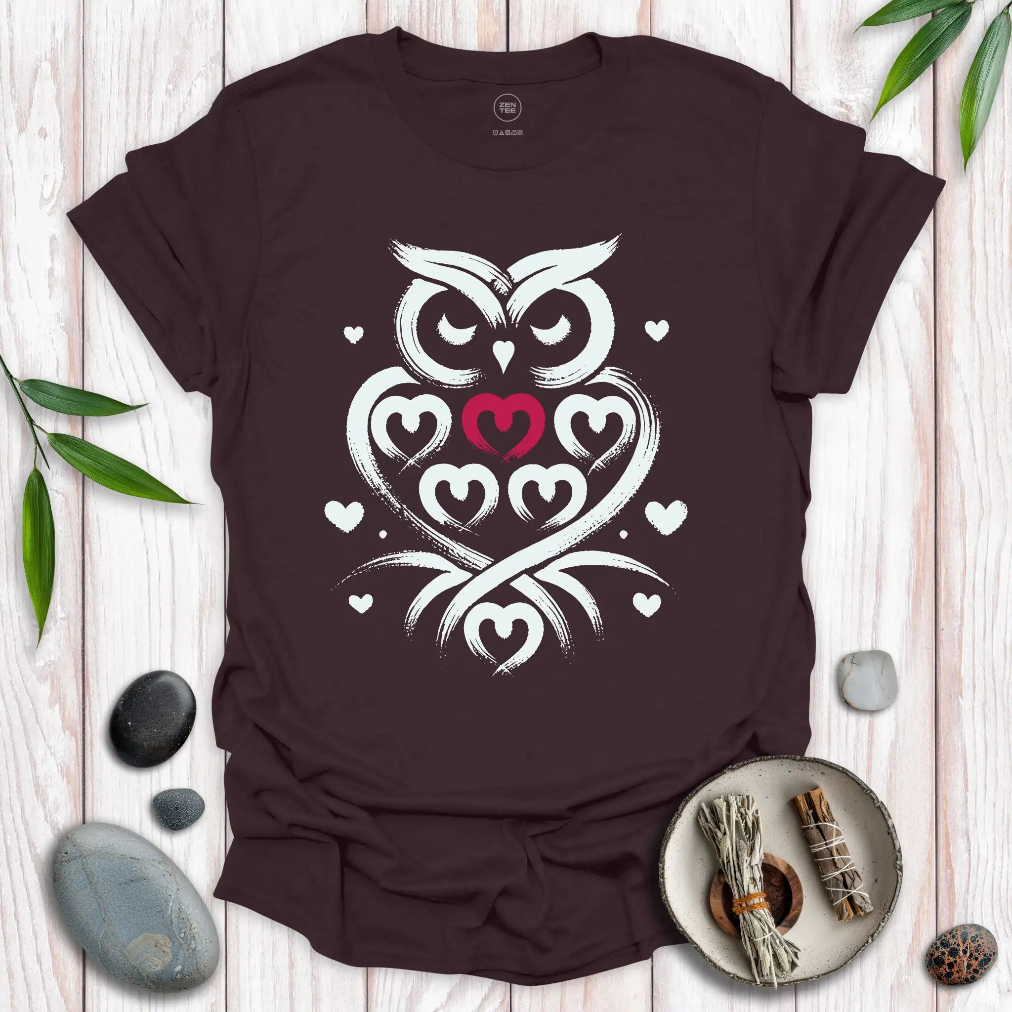 Owl Spirit Red Heart T-Shirt