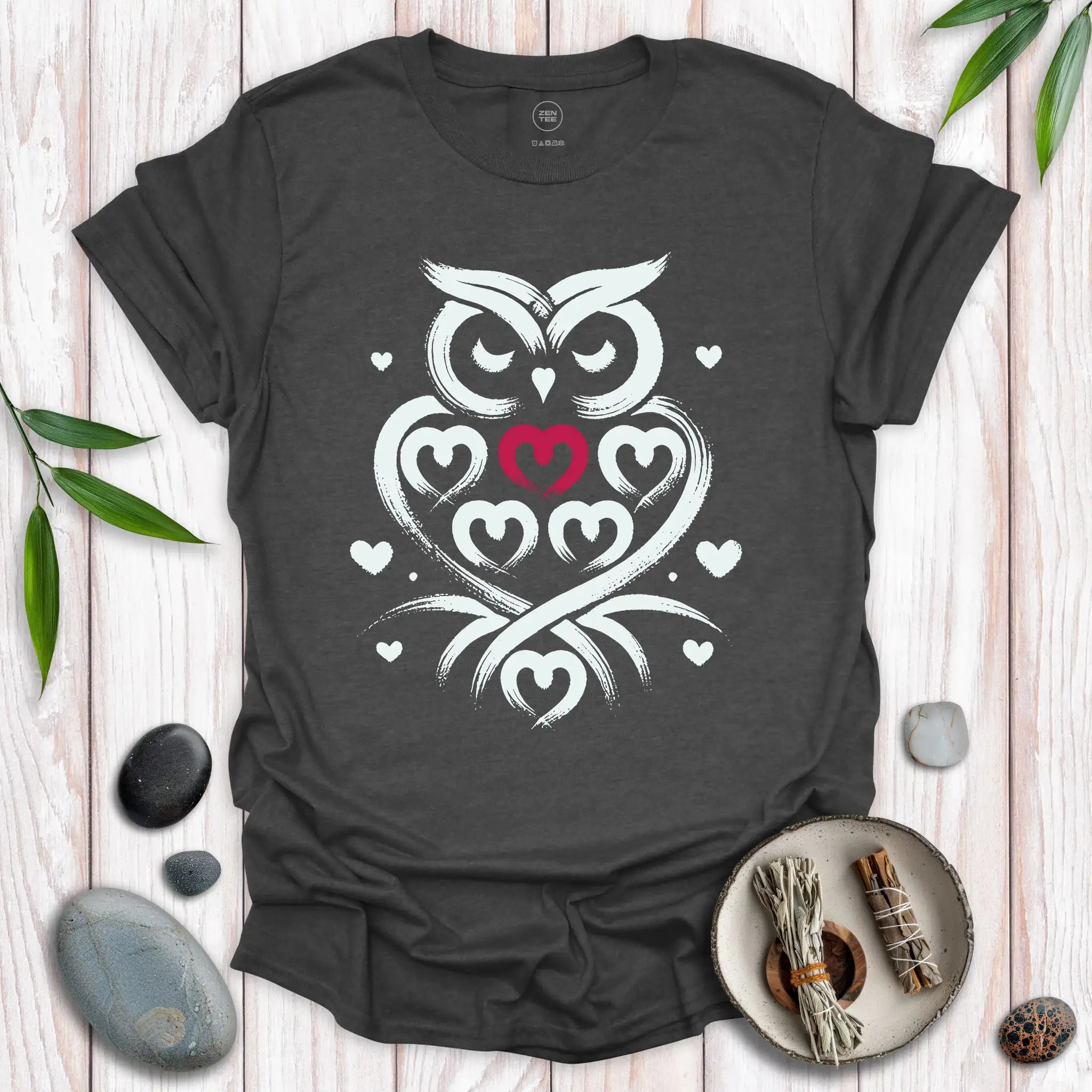 Owl Spirit Red Heart T-Shirt