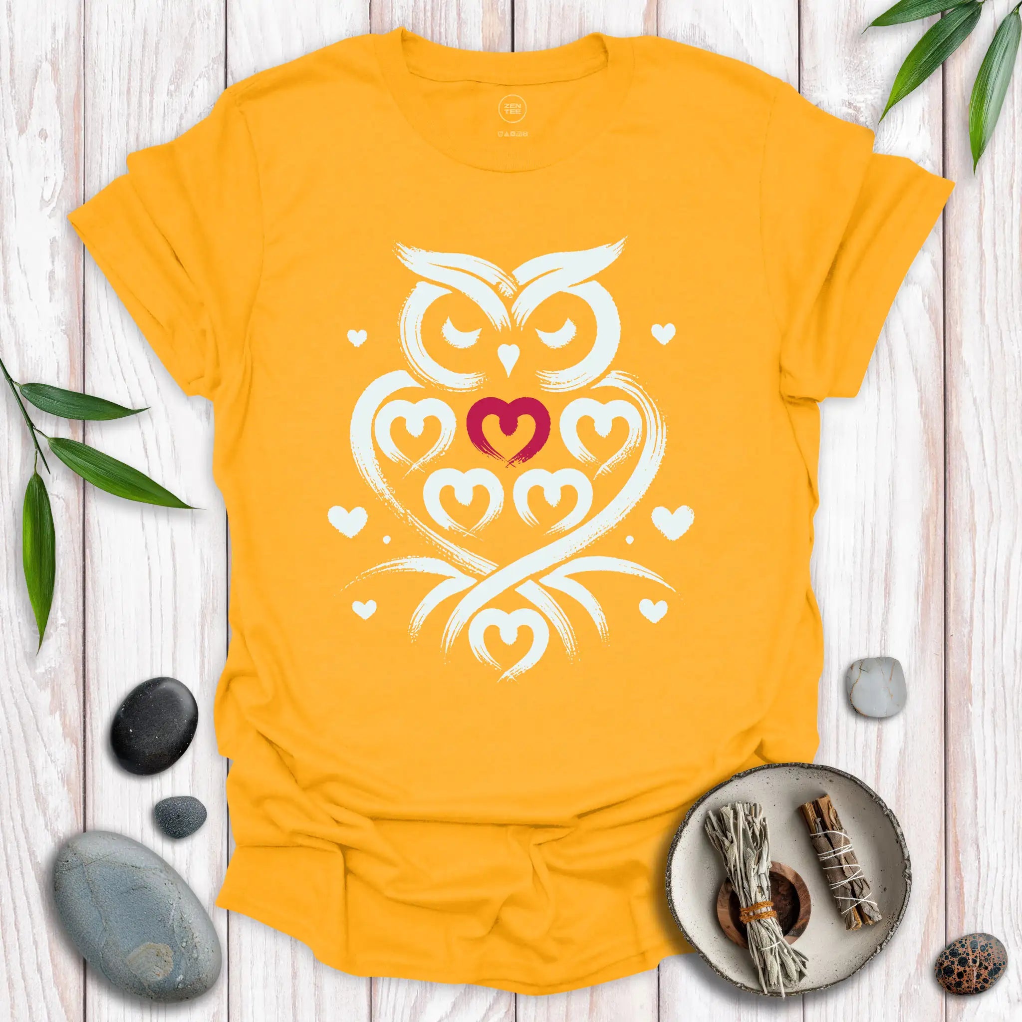 Owl Spirit Red Heart T-Shirt