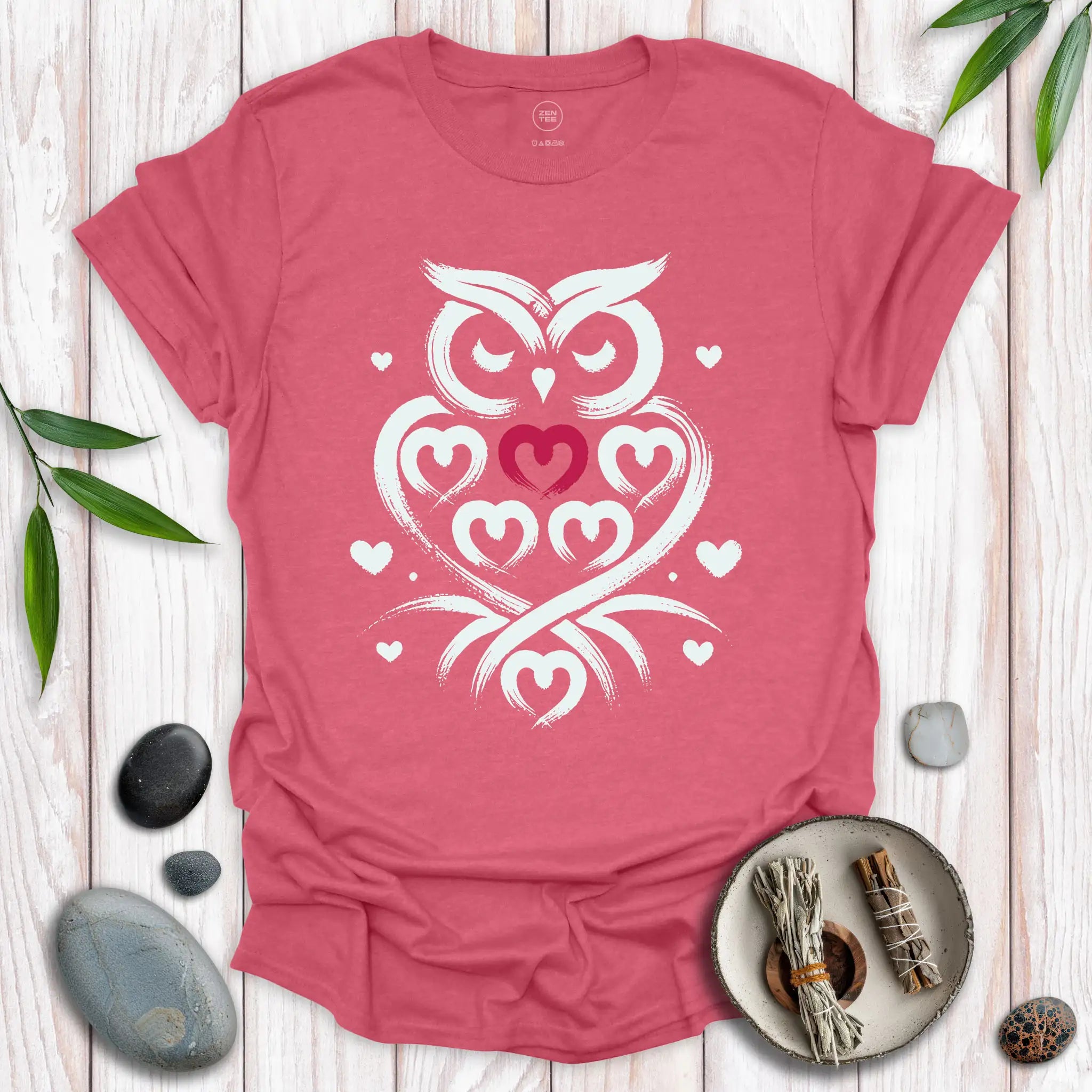 Owl Spirit Red Heart T-Shirt