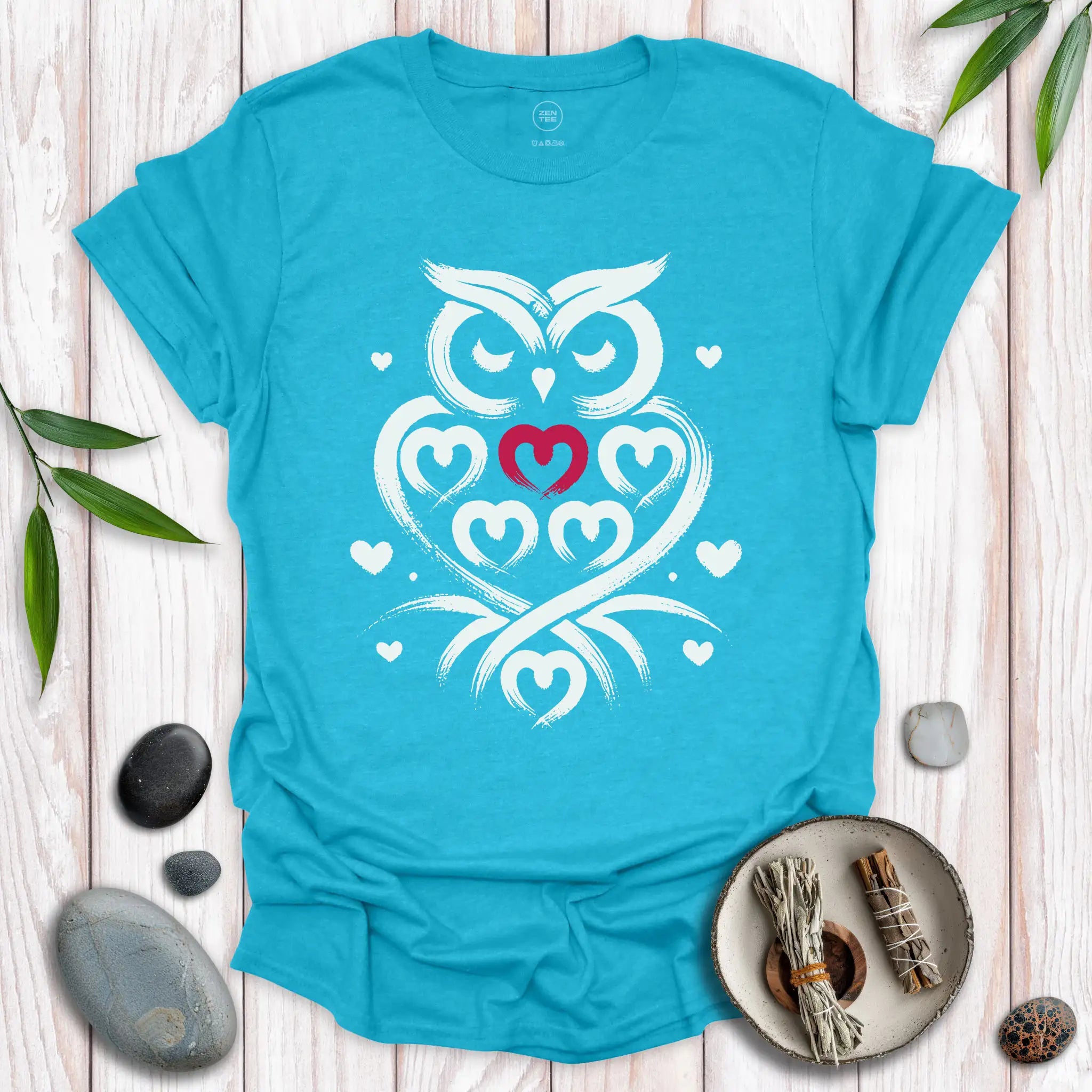 Owl Spirit Red Heart T-Shirt