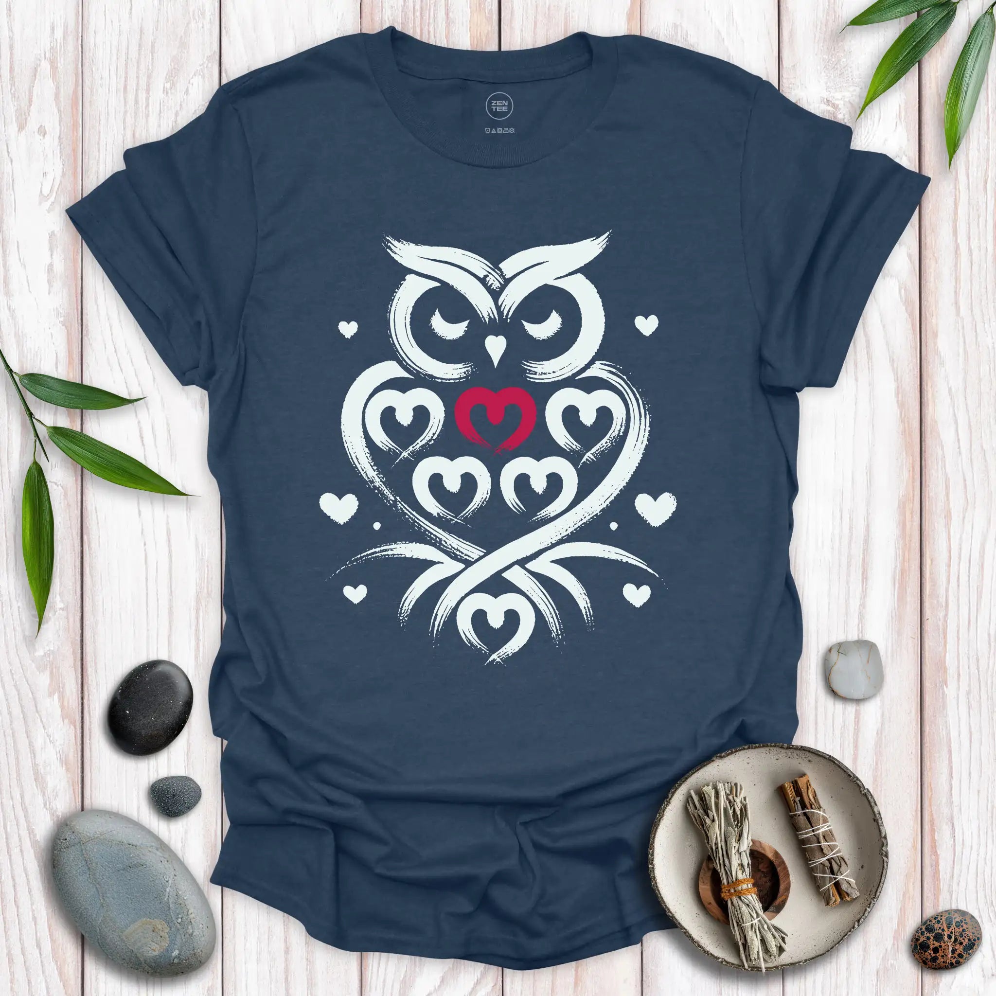 Owl Spirit Red Heart T-Shirt