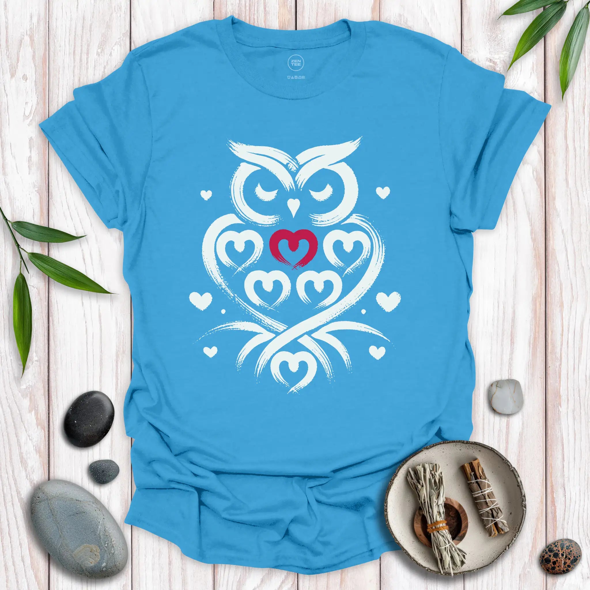 Owl Spirit Red Heart T-Shirt
