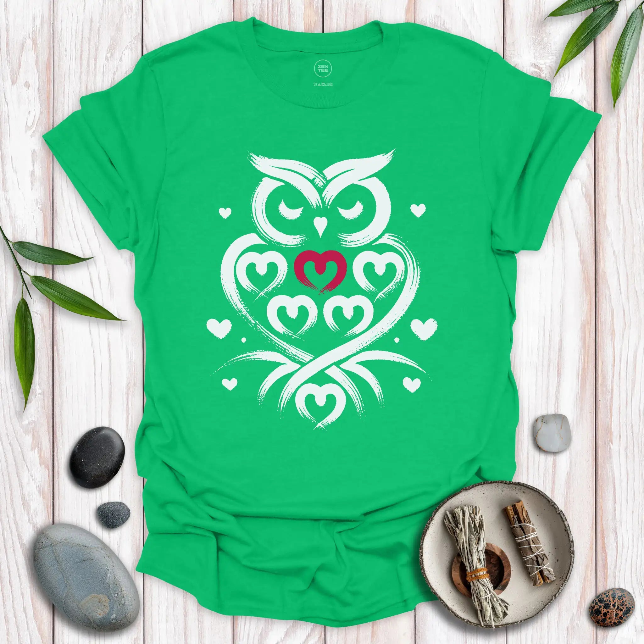 Owl Spirit Red Heart T-Shirt