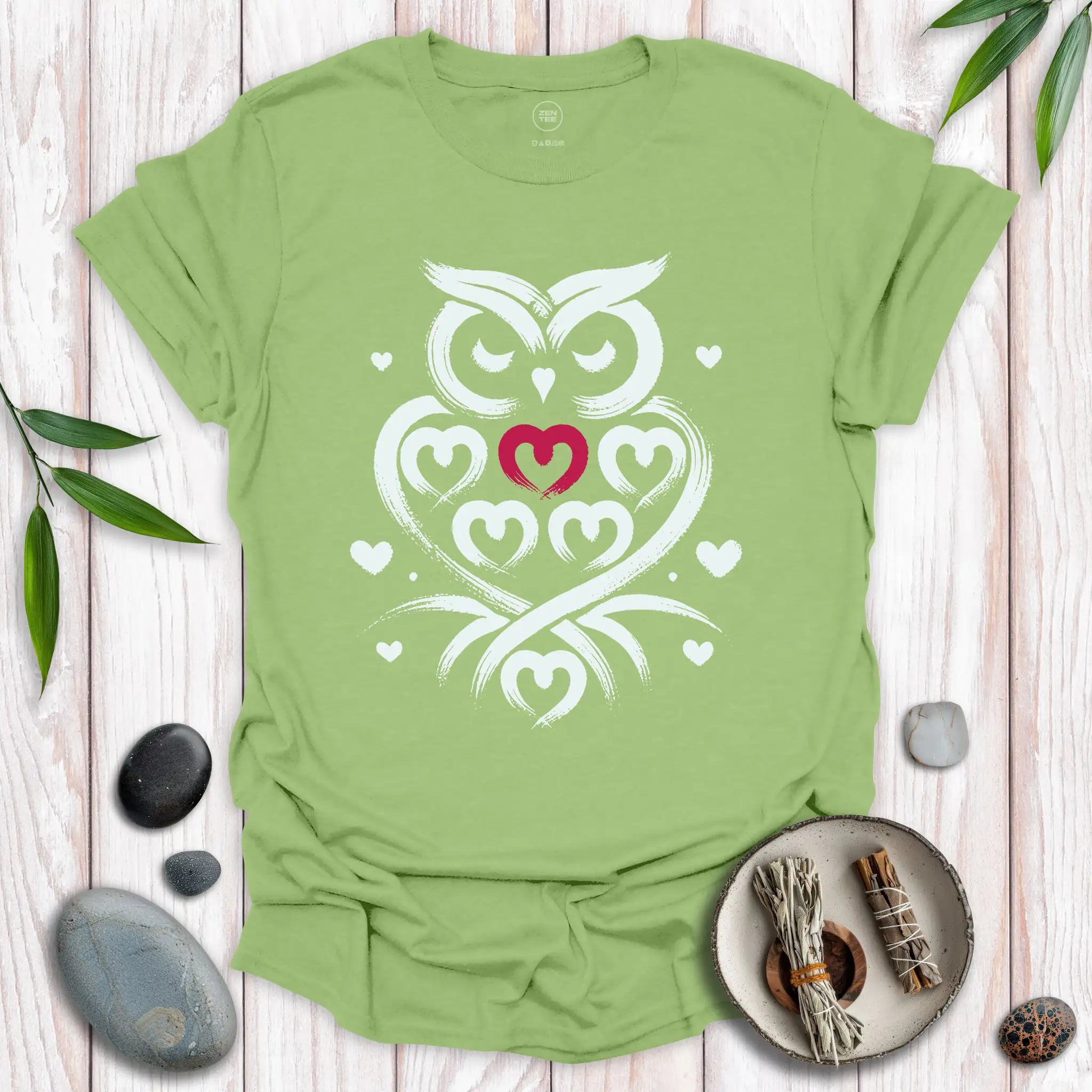 Owl Spirit Red Heart T-Shirt