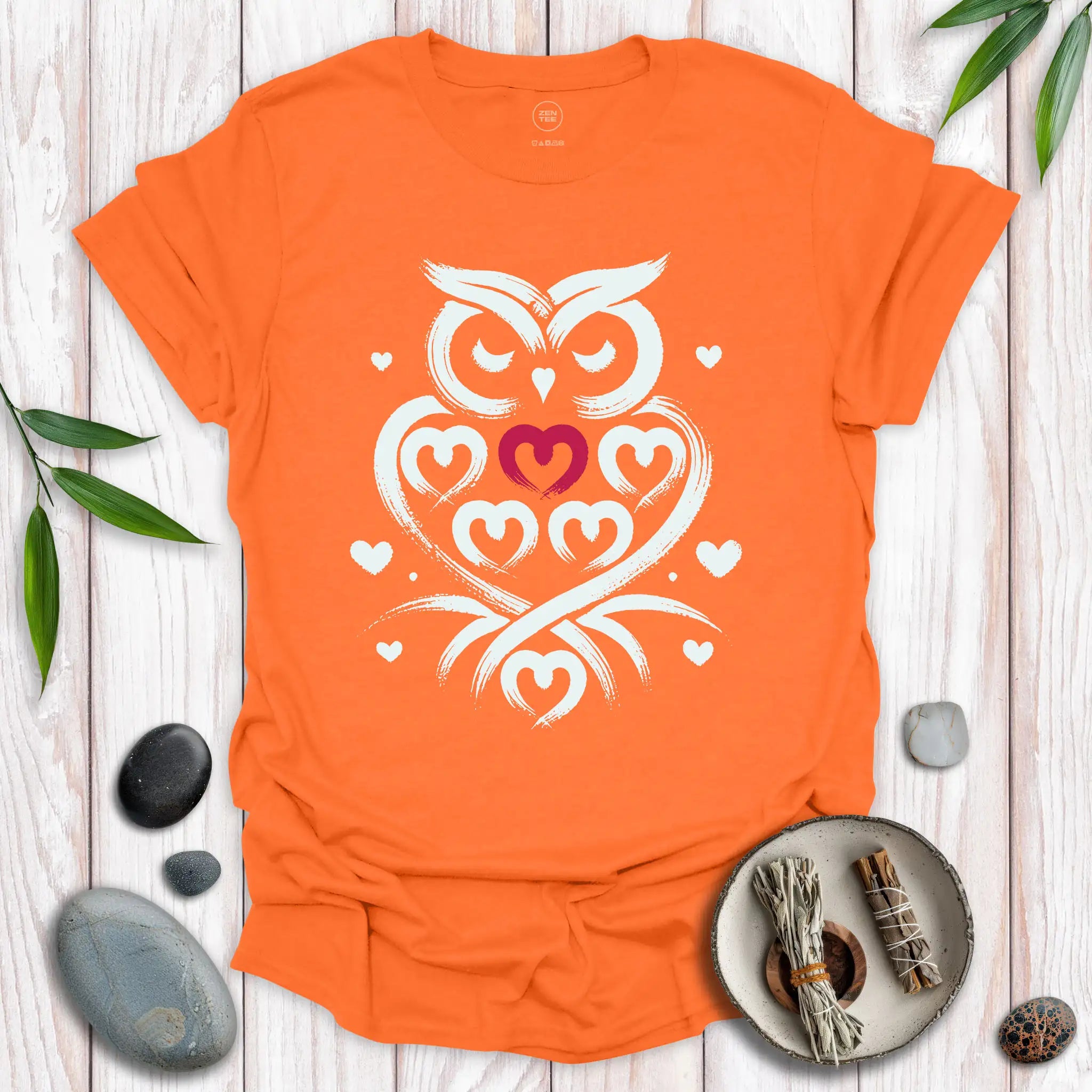 Owl Spirit Red Heart T-Shirt